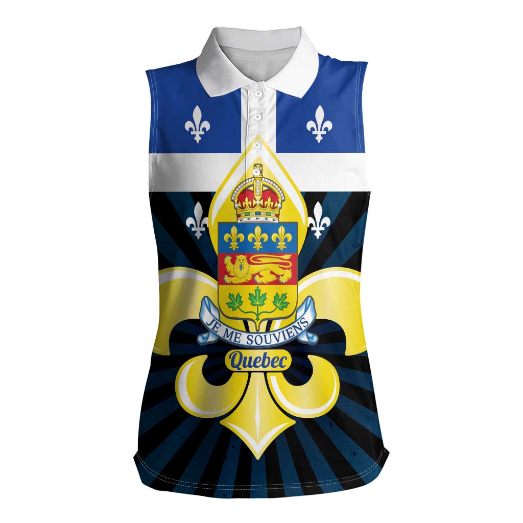 Quebec Canada Province Women Sleeveless Polo Shirt Fleur De Lis Coat Of Arms