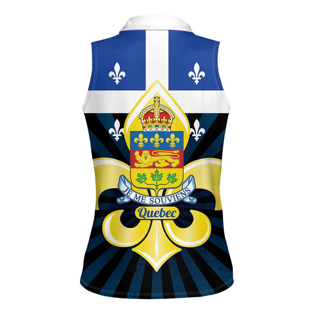 Quebec Canada Province Women Sleeveless Polo Shirt Fleur De Lis Coat Of Arms