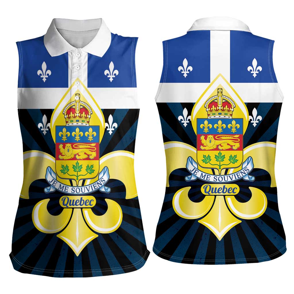 Quebec Canada Province Women Sleeveless Polo Shirt Fleur De Lis Coat Of Arms