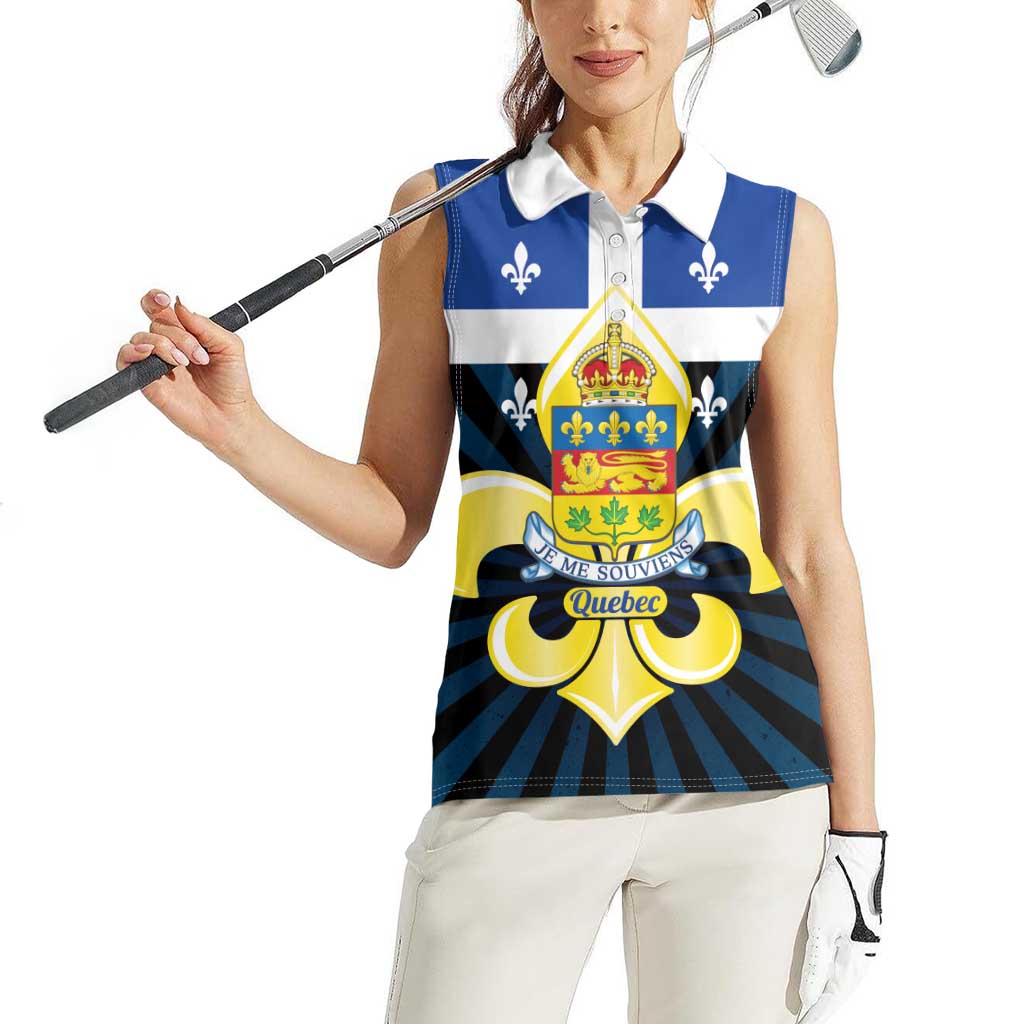 Quebec Canada Province Women Sleeveless Polo Shirt Fleur De Lis Coat Of Arms