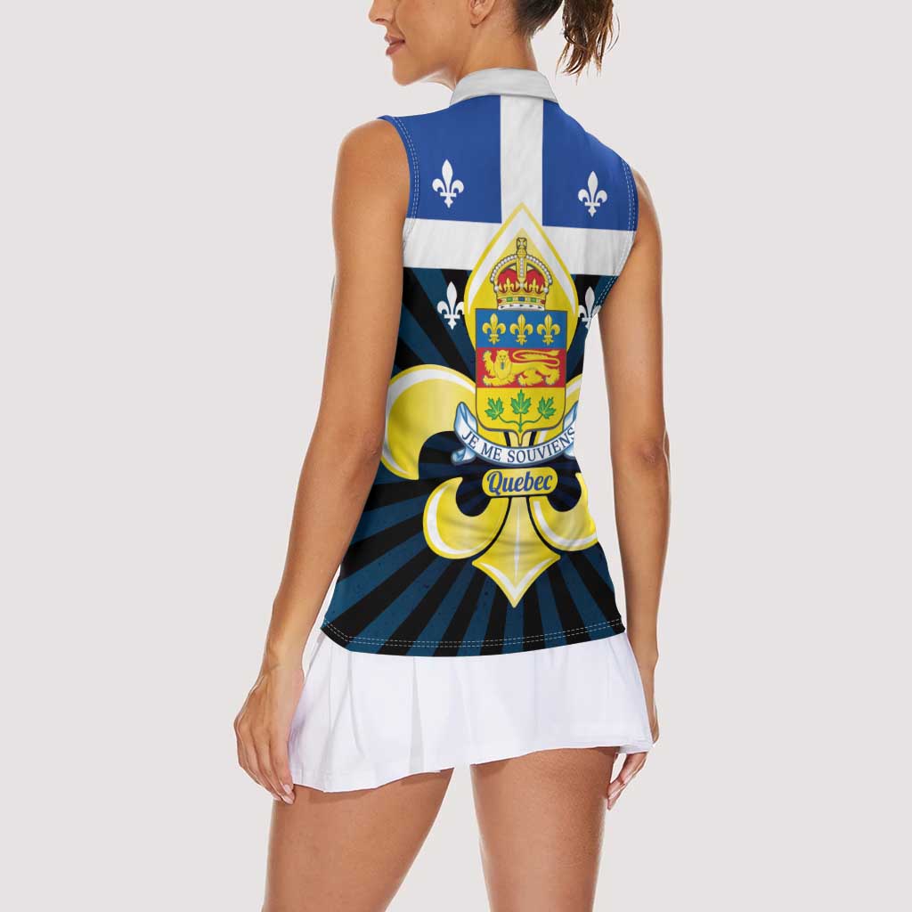 Quebec Canada Province Women Sleeveless Polo Shirt Fleur De Lis Coat Of Arms