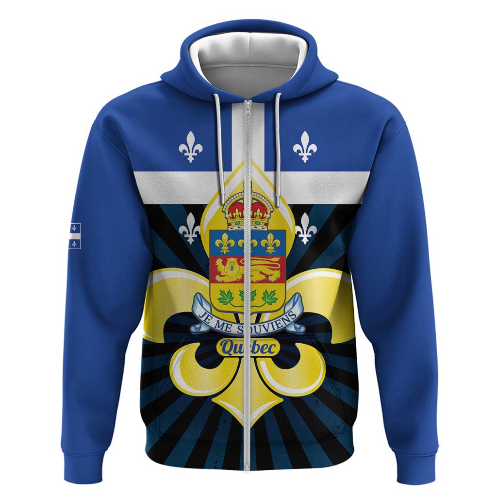 Quebec Canada Province Zip Hoodie Fleur De Lis Coat Of Arms