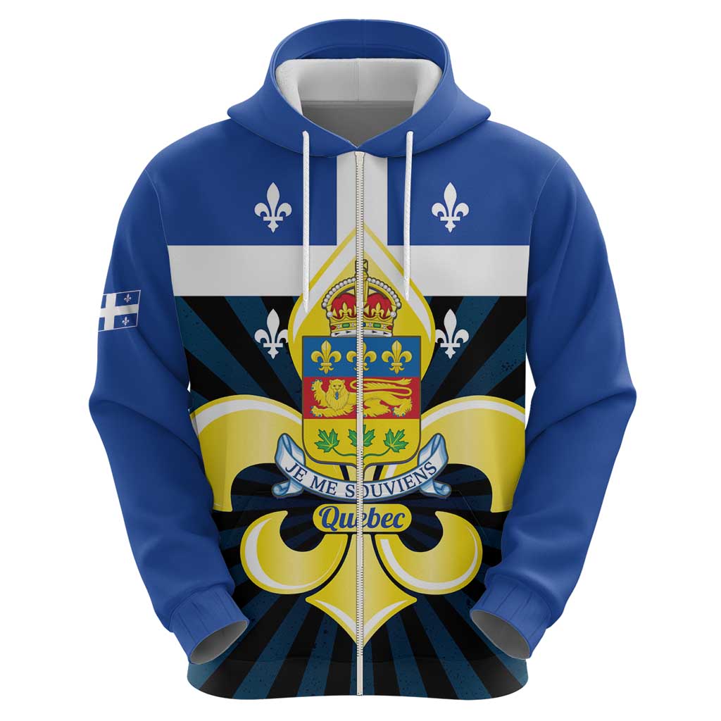 Quebec Canada Province Zip Hoodie Fleur De Lis Coat Of Arms