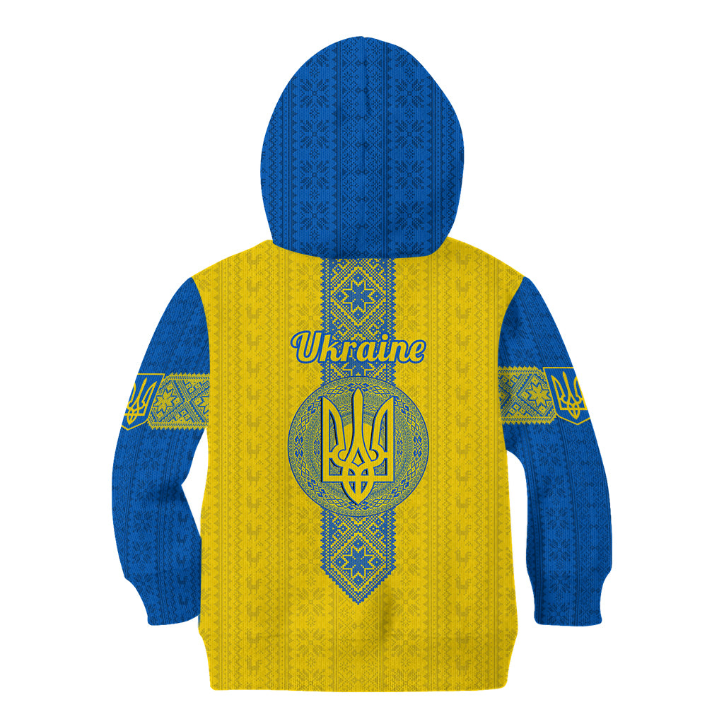 Ukraine Kid Hoodie Gold Trident Folk Pattern - Wonder Print Shop