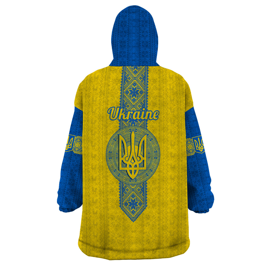 Ukraine Wearable Blanket Hoodie Gold Trident Belarus Folk Pattern - Wonder Print Shop