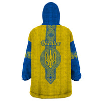 Ukraine Wearable Blanket Hoodie Gold Trident Belarus Folk Pattern - Wonder Print Shop