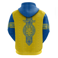 Personalised Ukraine Hoodie Gold Trident Folk Pattern - Wonder Print Shop