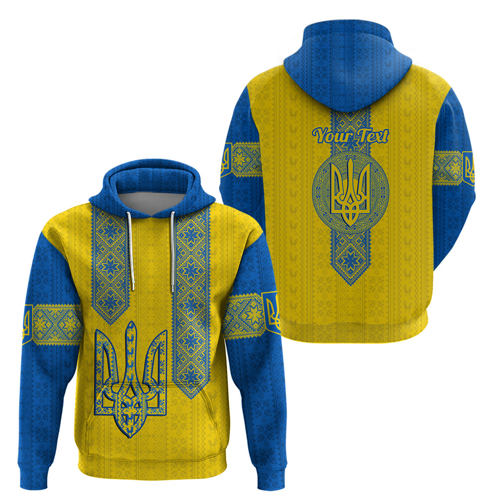 Personalised Ukraine Hoodie Gold Trident Folk Pattern - Wonder Print Shop
