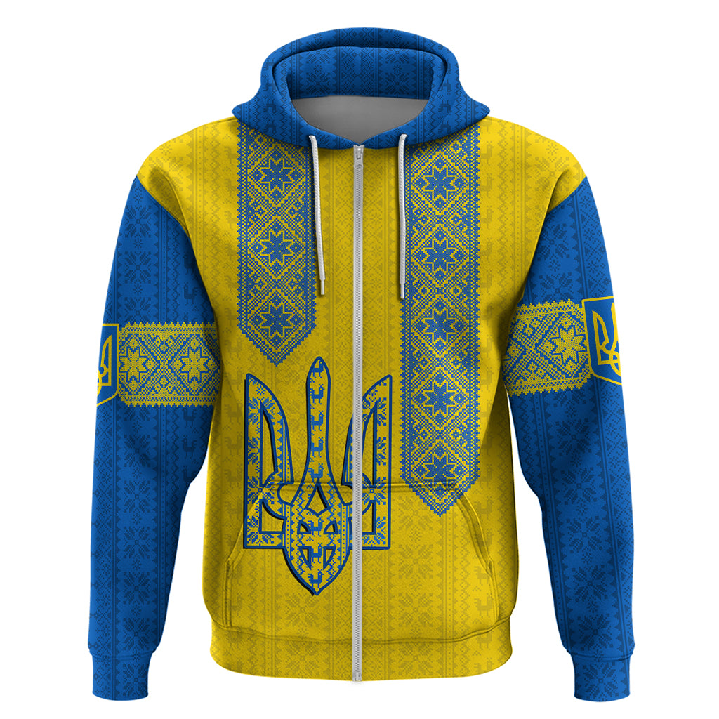 Personalised Ukraine Hoodie Gold Trident Folk Pattern - Wonder Print Shop
