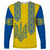 Personalised Ukraine Long Sleeve Shirt Gold Trident Folk Pattern - Wonder Print Shop