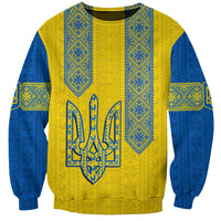 Personalised Ukraine Sweatshirt Gold Trident Folk Pattern - Wonder Print Shop