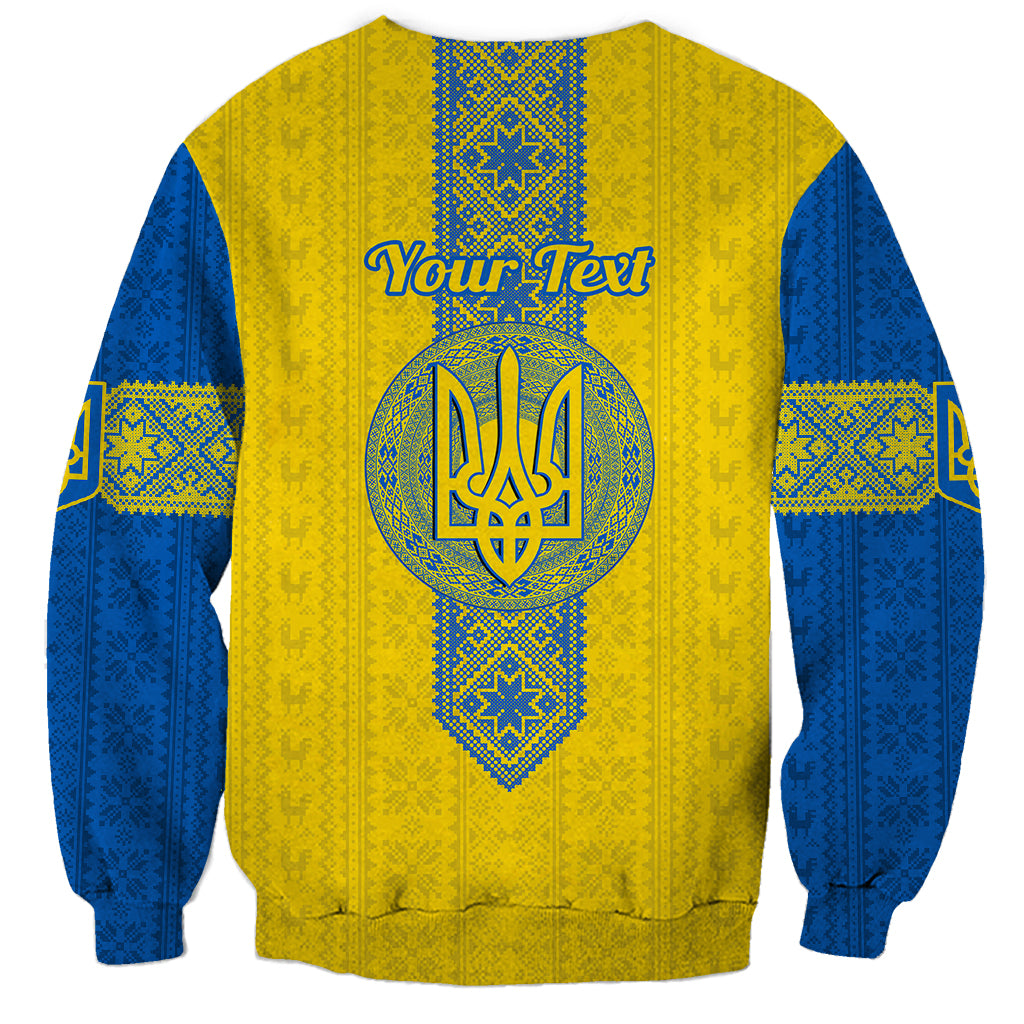 Personalised Ukraine Sweatshirt Gold Trident Folk Pattern - Wonder Print Shop