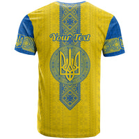 Personalised Ukraine T Shirt Gold Trident Folk Pattern - Wonder Print Shop