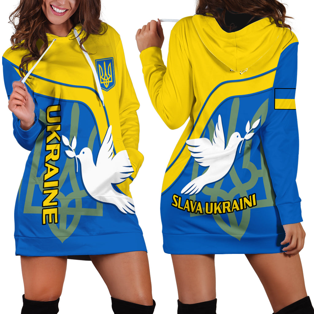Ukraine Hoodie Dress Slava Ukraini Sporty Version - Wonder Print Shop