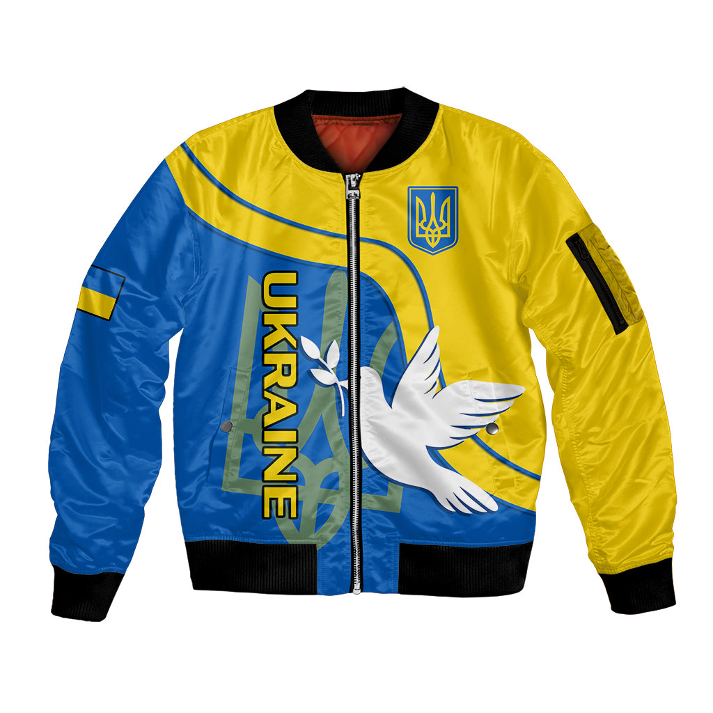 Ukraine Sleeve Zip Bomber Jacket Slava Ukraini Sporty Version - Wonder Print Shop