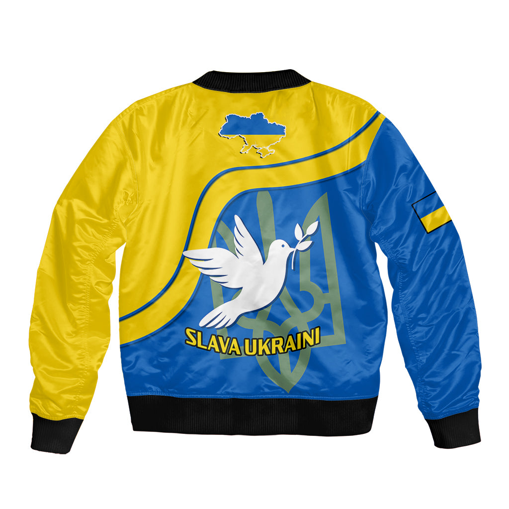 Ukraine Sleeve Zip Bomber Jacket Slava Ukraini Sporty Version - Wonder Print Shop