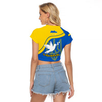 Personalised Ukraine Raglan Cropped T Shirt Slava Ukraini Sporty Version - Wonder Print Shop