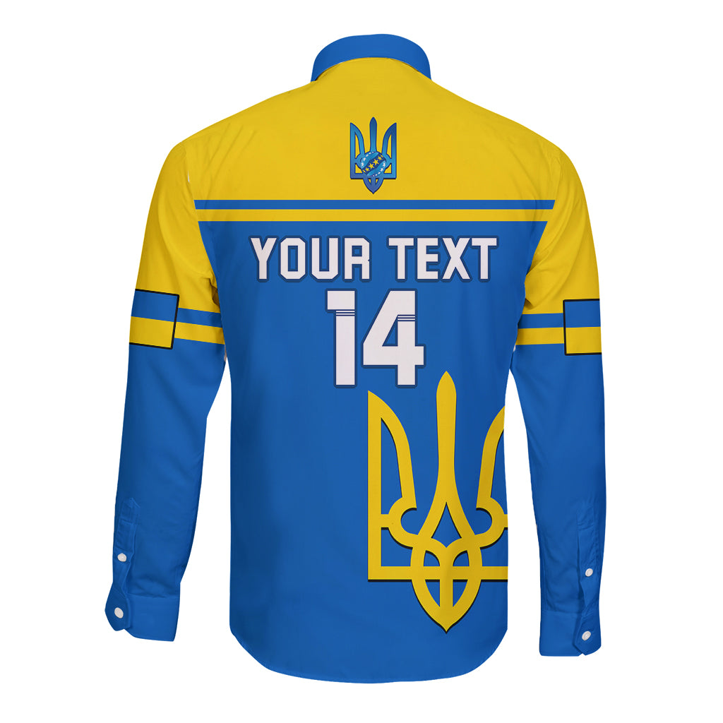 Personalised Ukraine Football Long Sleeve Button Shirt Come On Ukraina - Wonder Print Shop