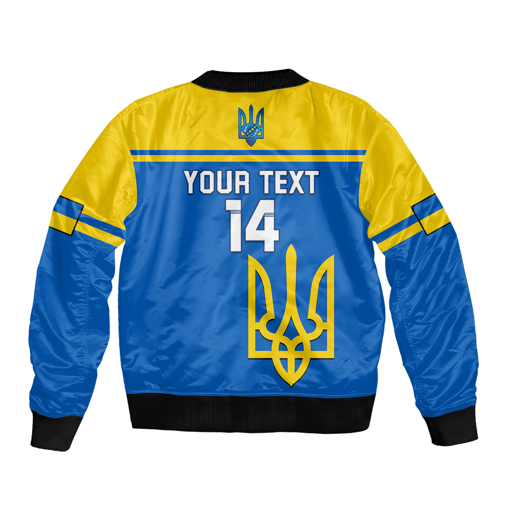 Personalised Ukraine Football Sleeve Zip Bomber Jacket Come On Ukraina - Wonder Print Shop
