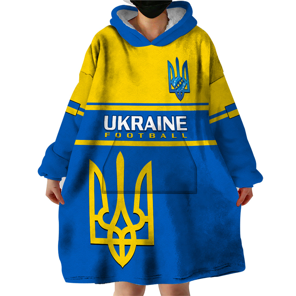 Personalised Ukraine Football Wearable Blanket Hoodie Come On Ukraina - Wonder Print Shop
