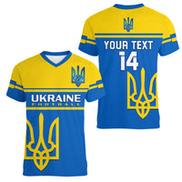 Personalised Ukraine Football Women V Neck T Shirt Come On Ukraina - Wonder Print Shop