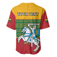 Personalised Lithuania Baseball Jersey Lithuanian Coat Of Arms Mix Folk Pattern - Wonder Print Shop