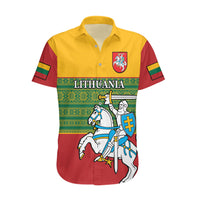 Personalised Lithuania Hawaiian Shirt Lithuanian Coat Of Arms Mix Folk Pattern - Wonder Print Shop