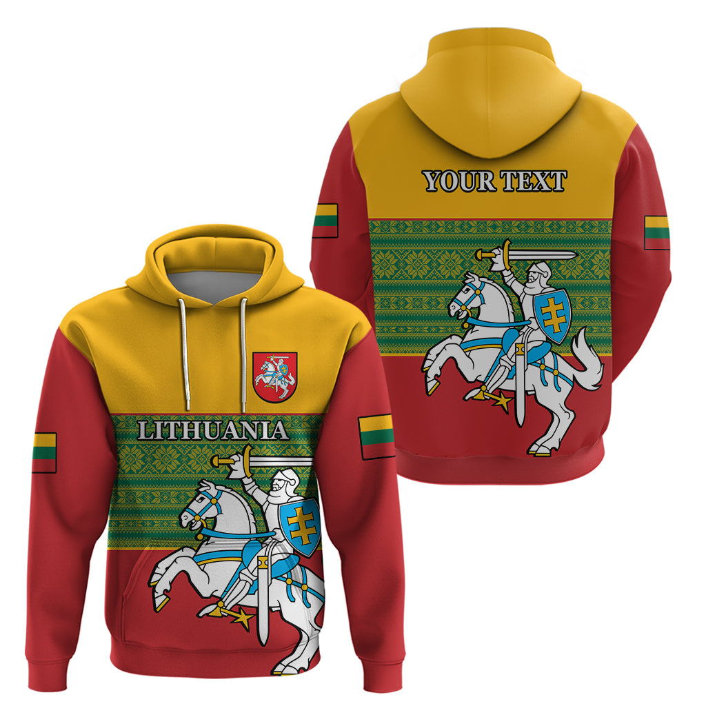 Personalised Lithuania Hoodie Lithuanian Coat Of Arms Mix Folk Pattern - Wonder Print Shop