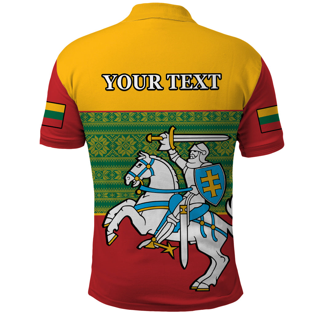Personalised Lithuania Polo Shirt Lithuanian Coat Of Arms Mix Folk Pattern - Wonder Print Shop