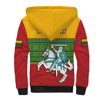 Personalised Lithuania Sherpa Hoodie Lithuanian Coat Of Arms Mix Folk Pattern - Wonder Print Shop