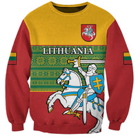 Personalised Lithuania Sweatshirt Lithuanian Coat Of Arms Mix Folk Pattern - Wonder Print Shop