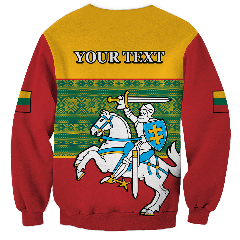 Personalised Lithuania Sweatshirt Lithuanian Coat Of Arms Mix Folk Pattern - Wonder Print Shop