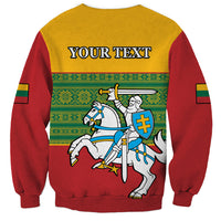 Personalised Lithuania Sweatshirt Lithuanian Coat Of Arms Mix Folk Pattern - Wonder Print Shop
