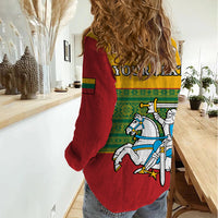 Personalised Lithuania Women Casual Shirt Lithuanian Coat Of Arms Mix Folk Pattern - Wonder Print Shop
