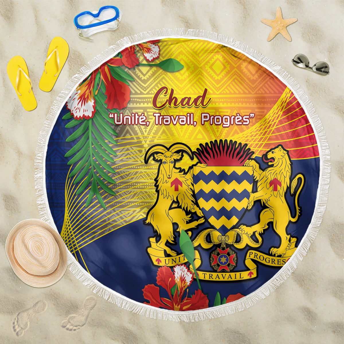Chad Independence Day Beach Blanket Happy 64 Years Of Independence - Wonder Print Shop