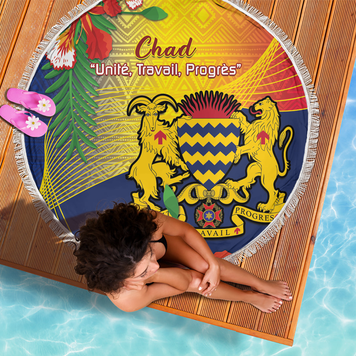 Chad Independence Day Beach Blanket Happy 64 Years Of Independence - Wonder Print Shop