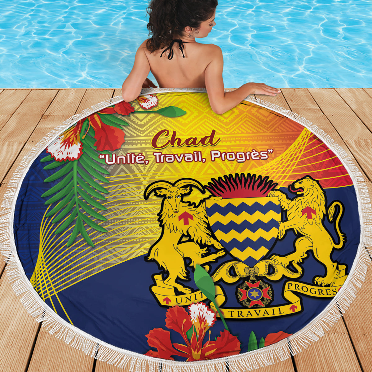 Chad Independence Day Beach Blanket Happy 64 Years Of Independence - Wonder Print Shop