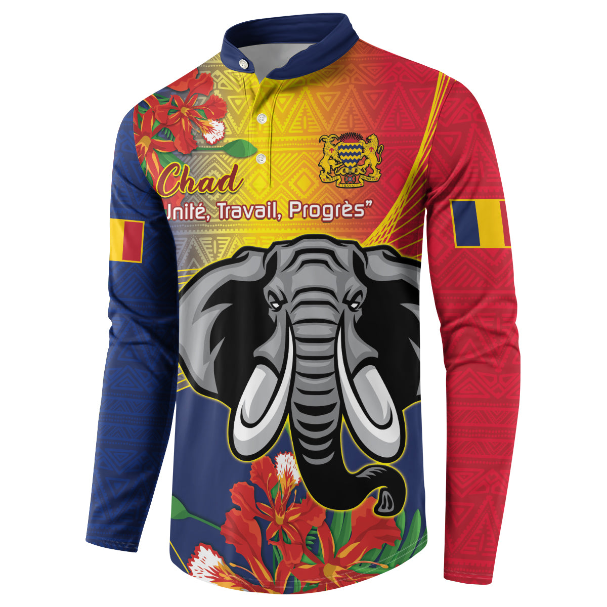 Chad Independence Day Button Sweatshirt Happy 64 Years Of Independence - Wonder Print Shop