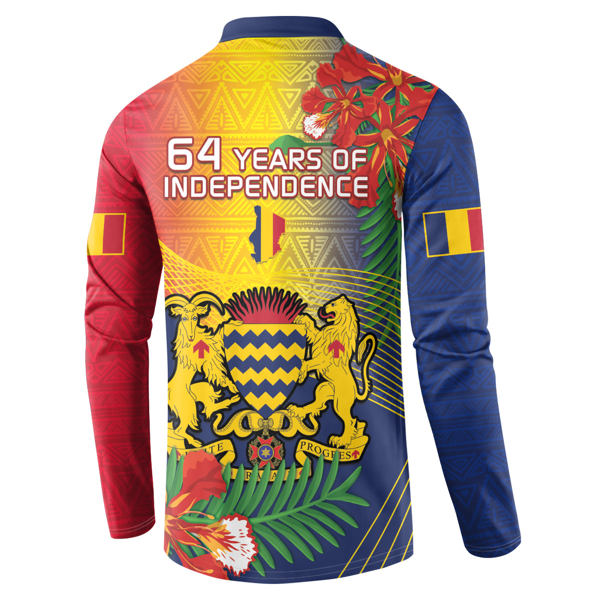 Chad Independence Day Button Sweatshirt Happy 64 Years Of Independence - Wonder Print Shop