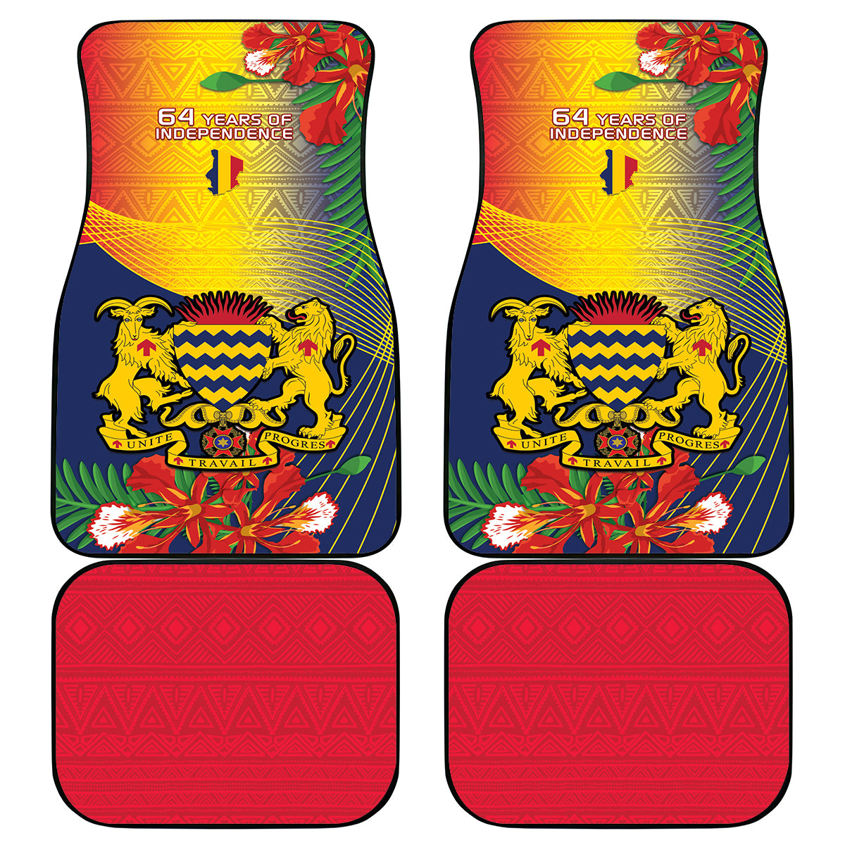 Chad Independence Day Car Mats Happy 64 Years Of Independence - Wonder Print Shop