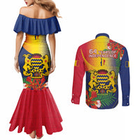 Chad Independence Day Couples Matching Mermaid Dress and Long Sleeve Button Shirt Happy 64 Years Of Independence