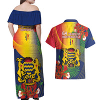 Chad Independence Day Couples Matching Off Shoulder Maxi Dress and Hawaiian Shirt Happy 64 Years Of Independence - Wonder Print Shop