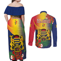 Chad Independence Day Couples Matching Off Shoulder Maxi Dress and Long Sleeve Button Shirt Happy 64 Years Of Independence - Wonder Print Shop