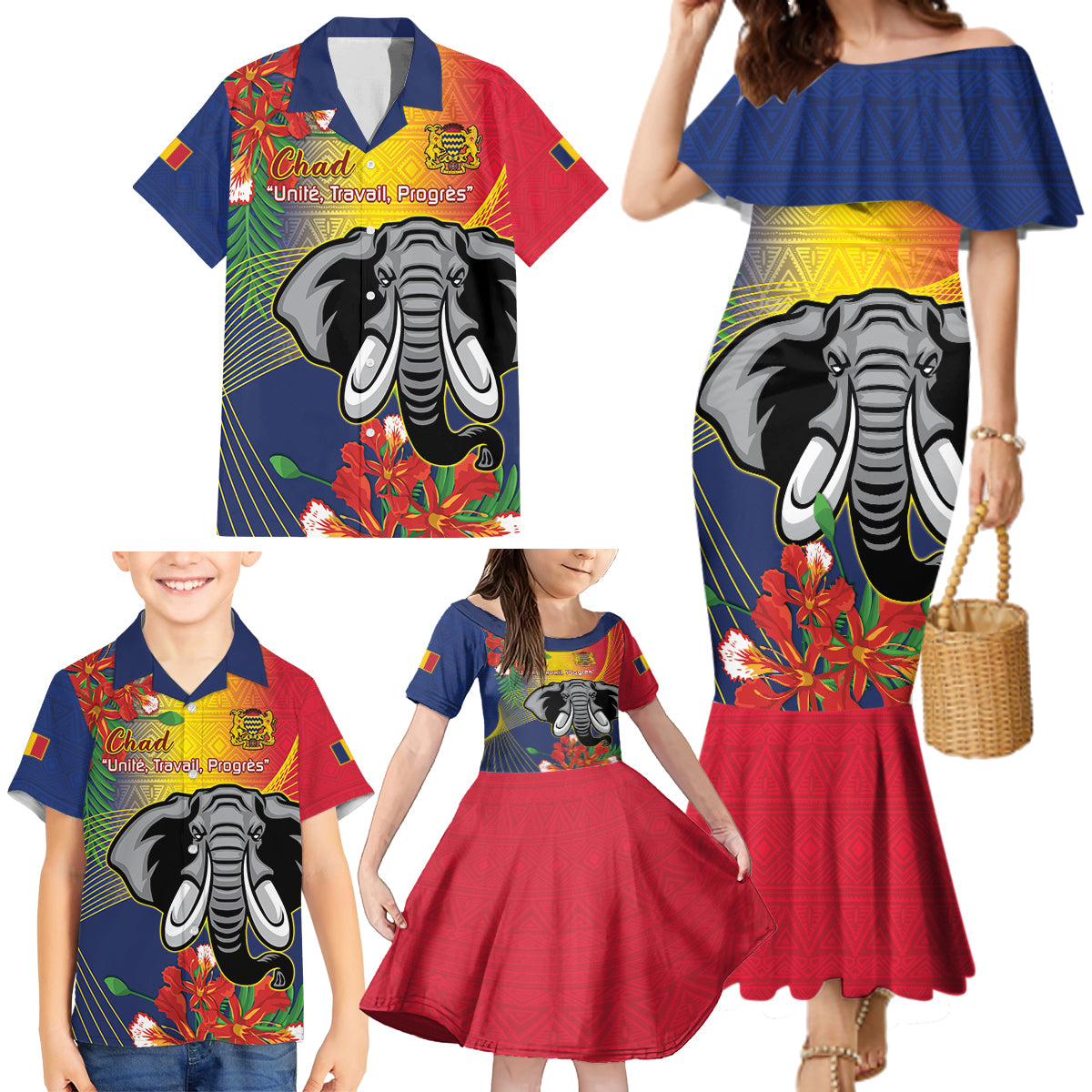 Chad Independence Day Family Matching Mermaid Dress and Hawaiian Shirt Happy 64 Years Of Independence - Wonder Print Shop