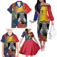 Chad Independence Day Family Matching Off The Shoulder Long Sleeve Dress and Hawaiian Shirt Happy 64 Years Of Independence - Wonder Print Shop