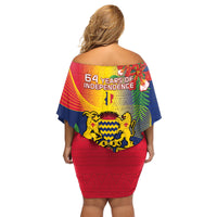 Chad Independence Day Family Matching Off Shoulder Short Dress and Hawaiian Shirt Happy 64 Years Of Independence - Wonder Print Shop