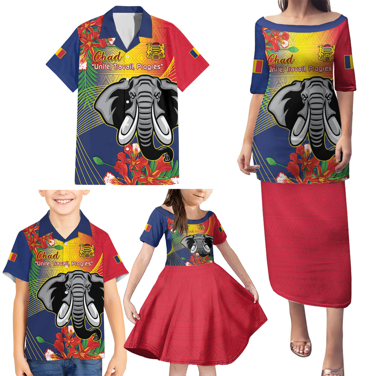 Chad Independence Day Family Matching Puletasi and Hawaiian Shirt Happy 64 Years Of Independence - Wonder Print Shop