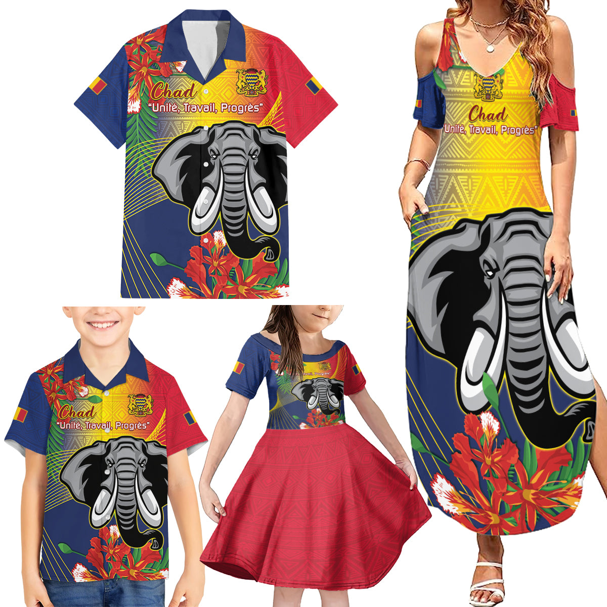 Chad Independence Day Family Matching Summer Maxi Dress and Hawaiian Shirt Happy 64 Years Of Independence - Wonder Print Shop