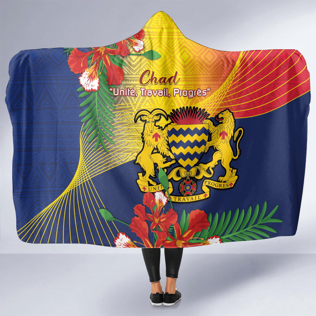 Chad Independence Day Hooded Blanket Happy 64 Years Of Independence