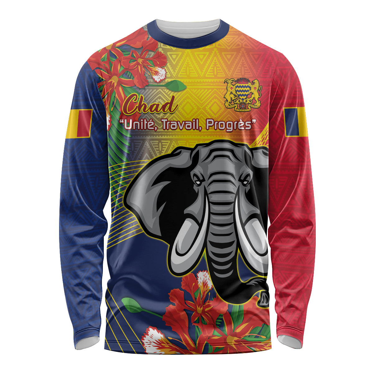 Chad Independence Day Long Sleeve Shirt Happy 64 Years Of Independence - Wonder Print Shop